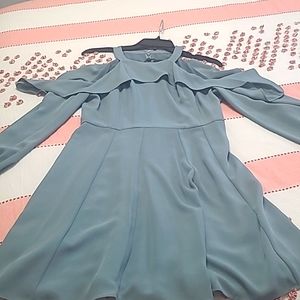 Beautiful cold shoulder dress, size Medium, color stormy green by BCBGmaxazaria